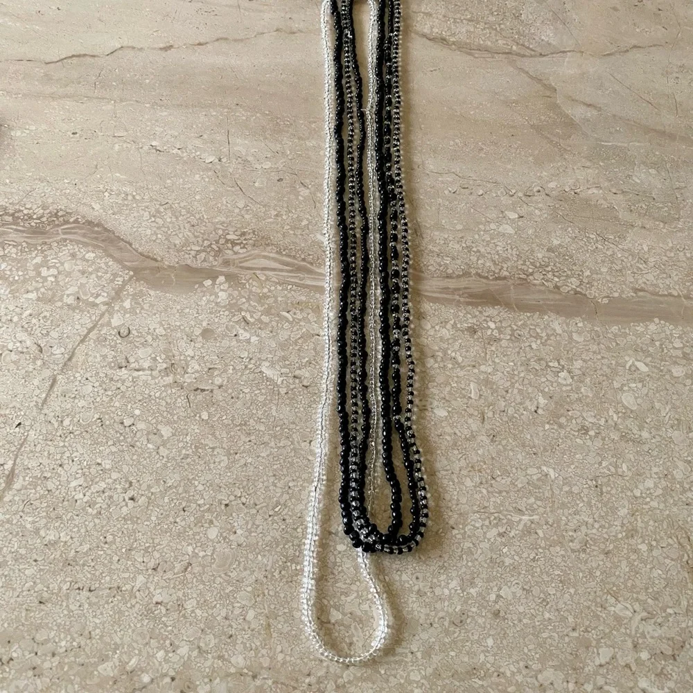 Layered Black and Silver Beaded Necklace
